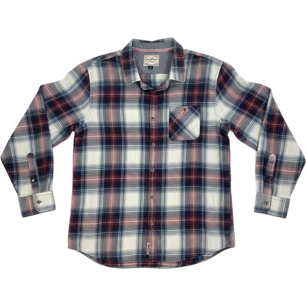 Flag & Anthem Men's Button Down Shirt XL Plaid Red Blue White Cotton SM20WS620V